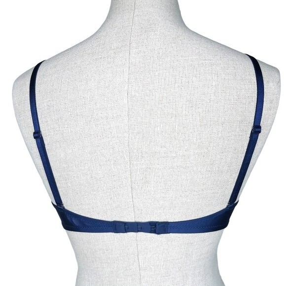 Victoria's Secret Push Up Bra sz 32B * Strappy Cage Bra Navy Blue Padded Pushup - Picture 3 of 7